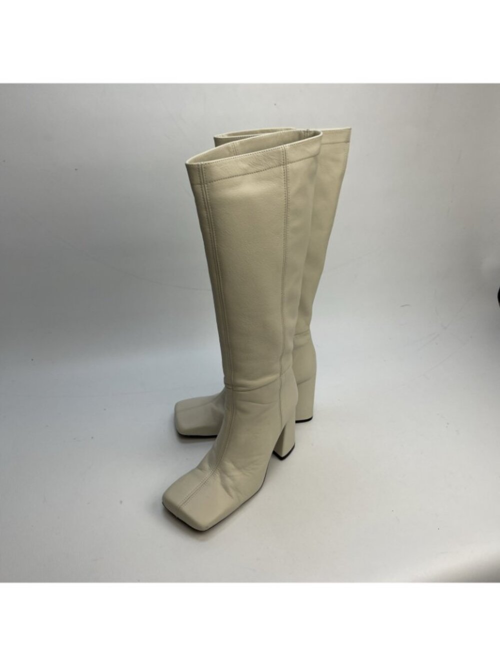 Y2K L'Intervalle White Leather Boots Women’s 37 Retro 60's Scandinavian Luxe - Picture 5 of 14